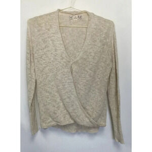 Women's Pink Republic‎ long sleeve faux wrap Sweater L Beige
